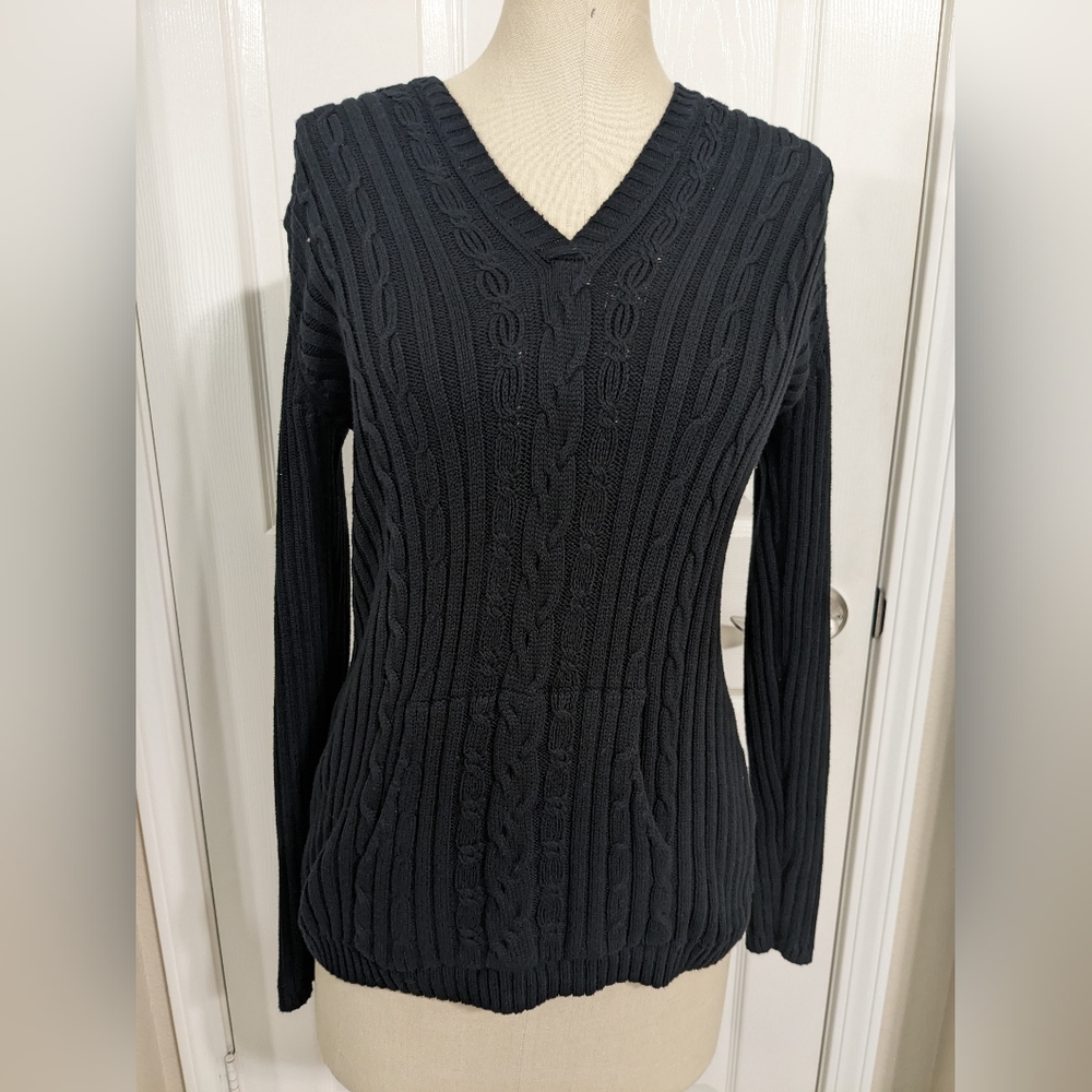 Style&Co. black Sweater w/ pocket & hood M